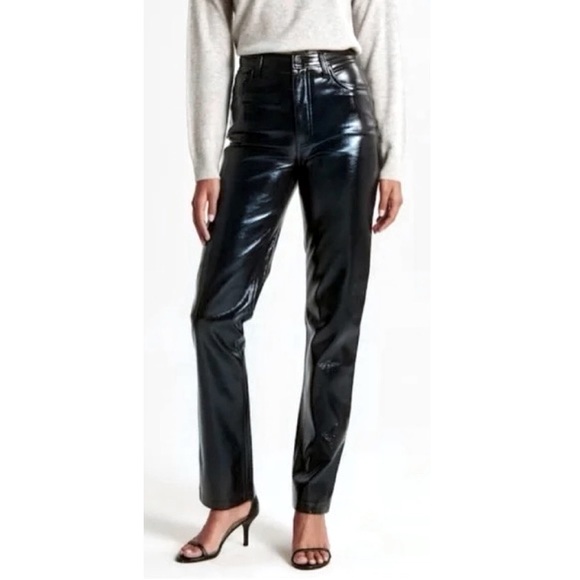 Abercrombie & Fitch Pants - Abercrombie & Fitch The 90s Straight Ultra High Rise Shiny Vegan Leather Pants